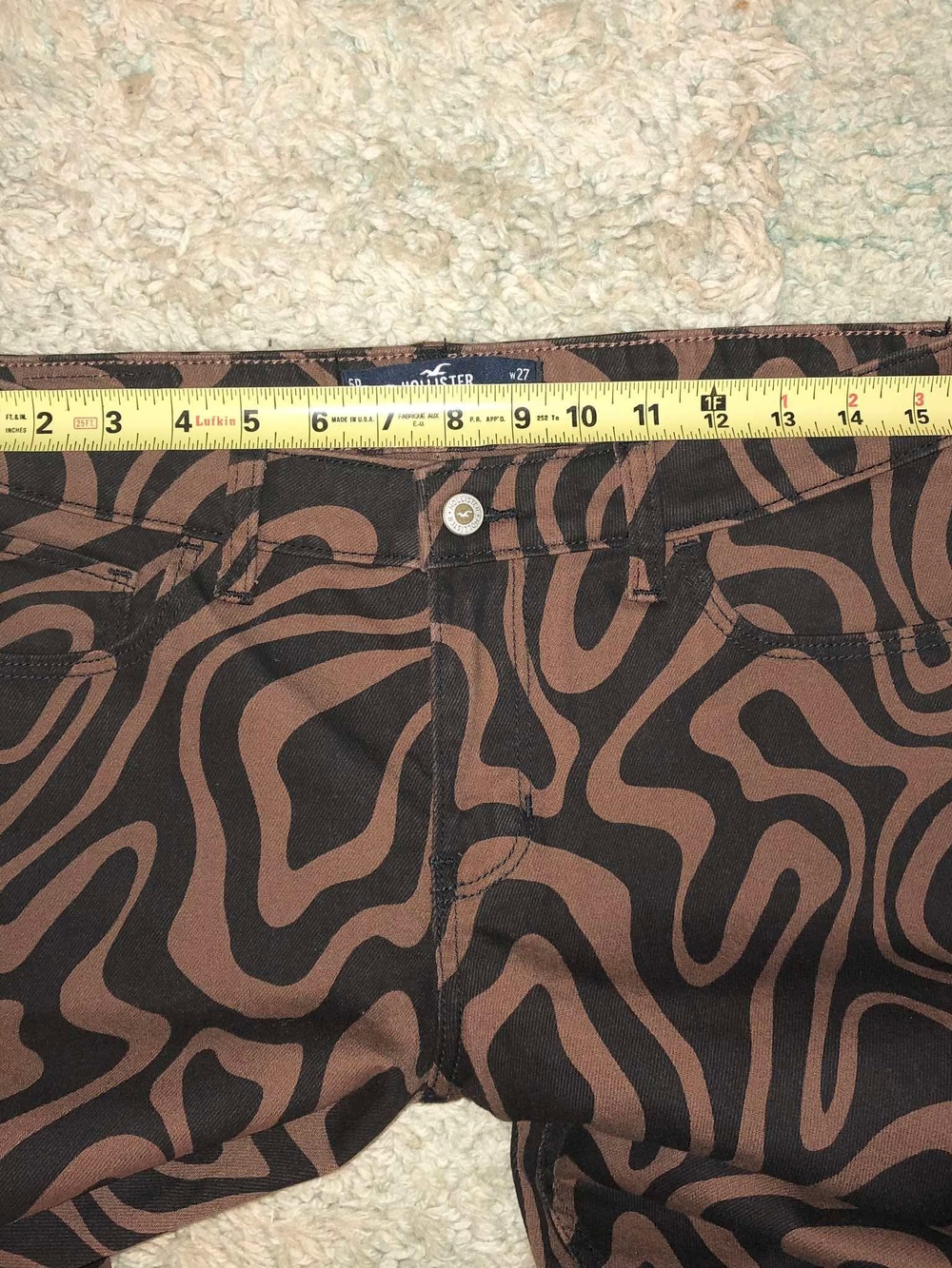 Hollister Low-Rise Straight Jeans Brown/Black Abstract Stretch - Picture 5 of 8